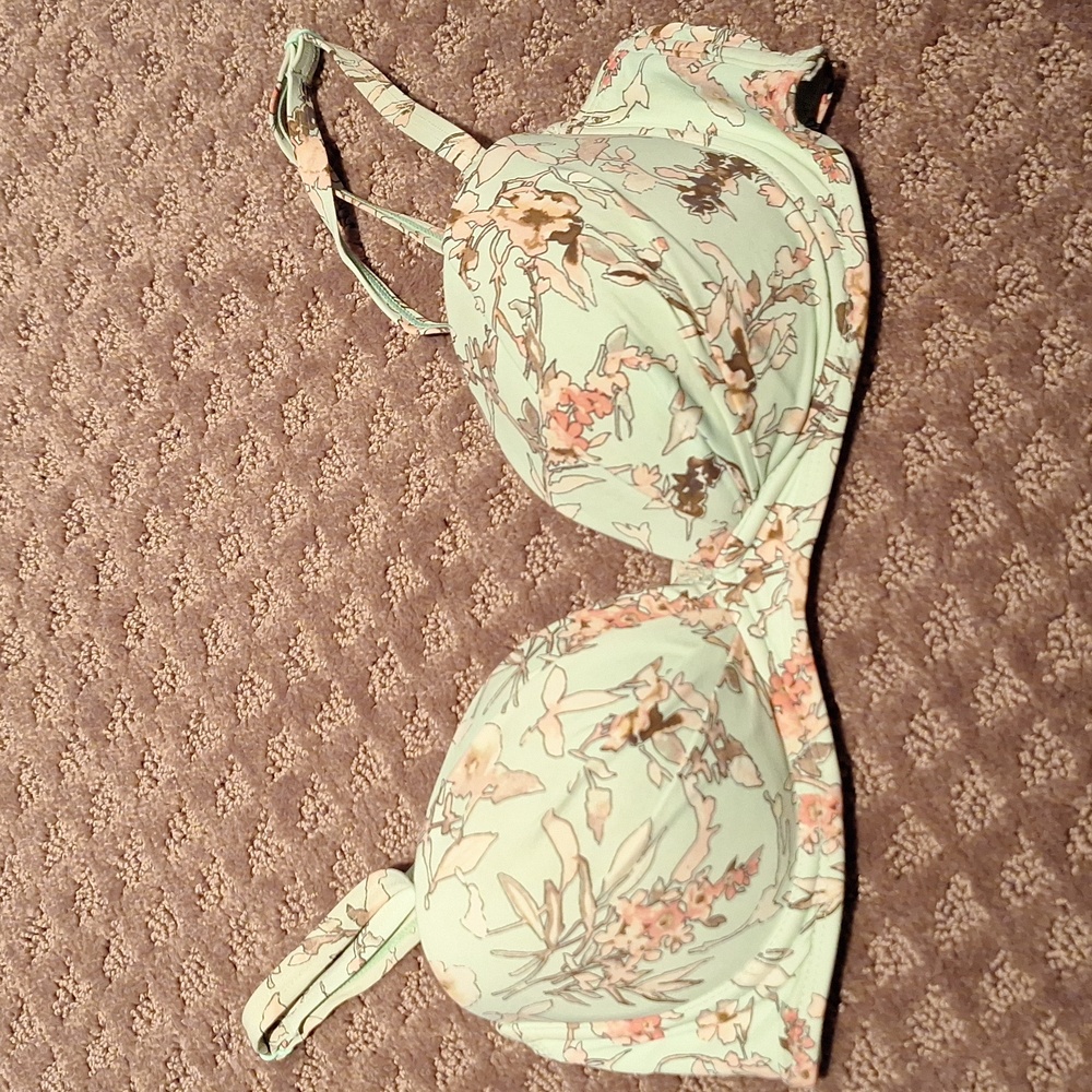 Blue Floral Bikini Top 32D